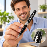 Химикалка с вградена камера HD Camera Pen – черна със сребристи акценти
